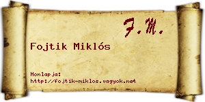 Fojtik Miklós névjegykártya